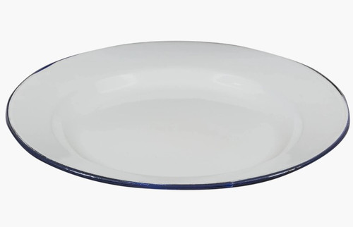 Highlander Enamel Vintage Camping Plate in white
