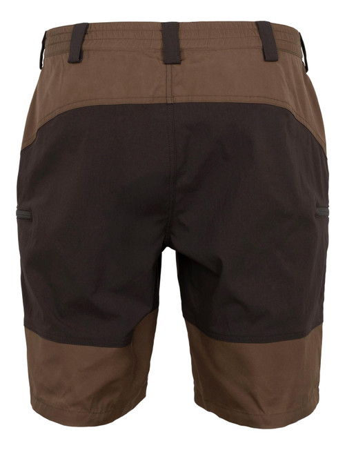 Harkila Fjell Shorts in dark earth and shadow brown, men's waxed cotton shorts