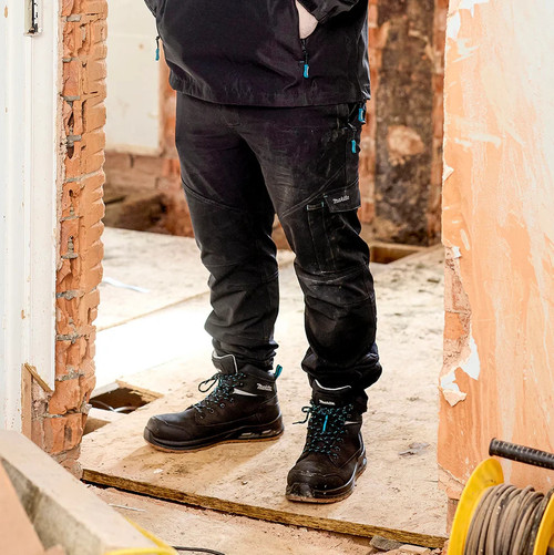 Makita Axis Stretch Joggers in black, men's slim fit and comfortable jogging trousers