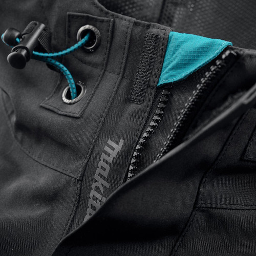 Makita Aero Jacket in black, men's waterproof work jacket with a breathable mesh lining