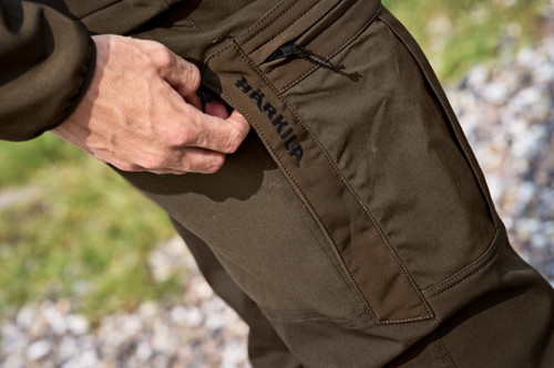 Harkila Flex Trousers in green, men's shooting trousers made with stretch material and an elastic waistband
