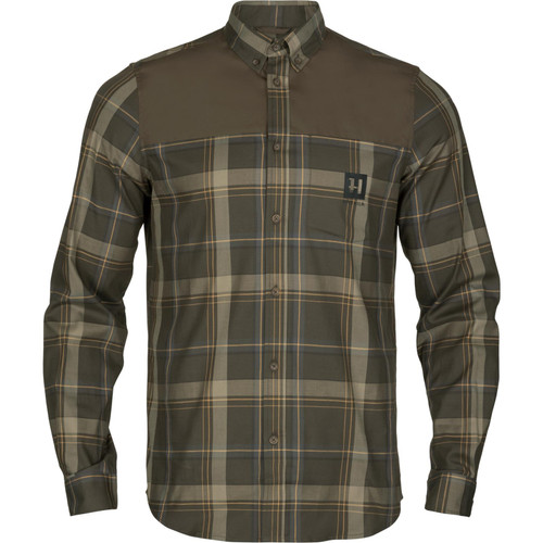 Harkila Anker Long Sleeve Shirt in Willow Green, Men's classic country check shirt in soft cotton