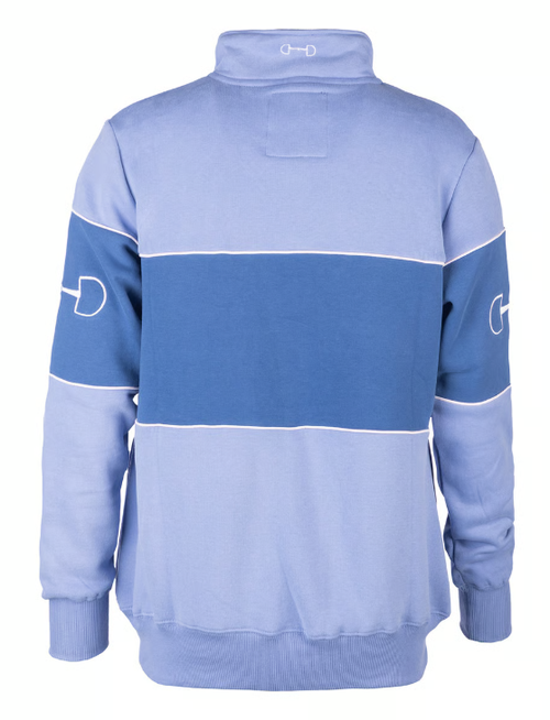 Rydale Ladies Byland Sweatshirt in pale blue/mid blue, women's colour block country pullover