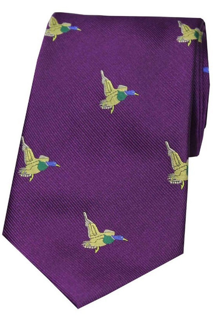 Soprano Silk Tie Flying Ducks on Purple Country Hunting Shooting T002
