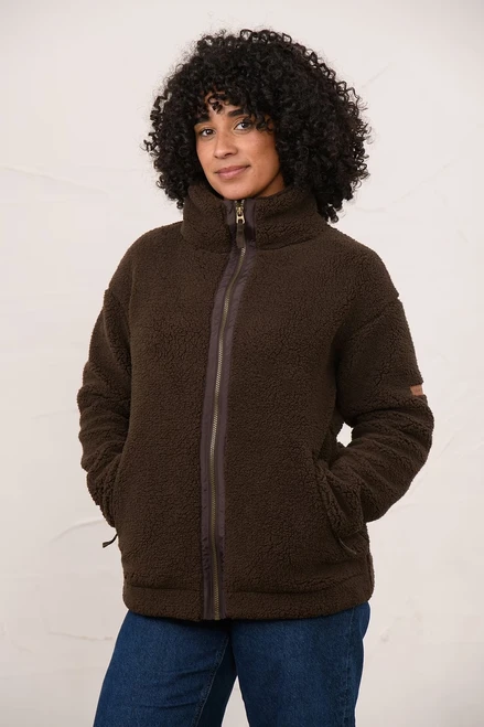 Lighthouse Ladies Cobh Fleece Jacket in brown, women's full zip fleece with funnel neck