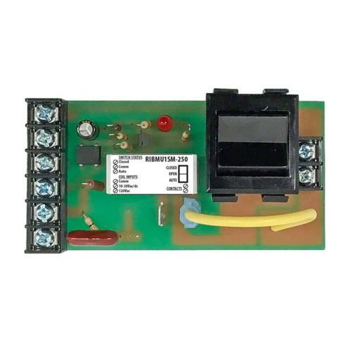 Functional Devices RIBMU1SM-250 : Pilot Relay, 15 Amp SPST + Override + Monitor, 10-30 Vac/dc/120 Vac Coil, 4.00" Track Mount