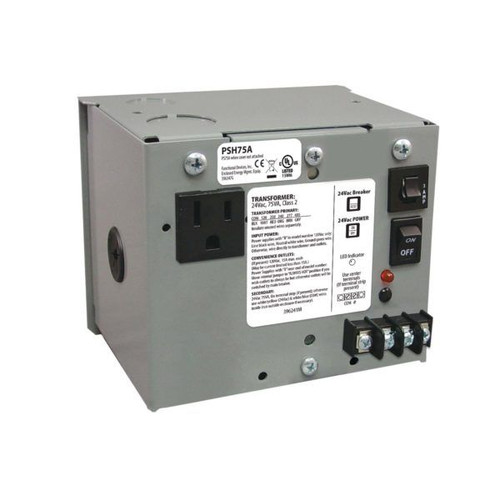Functional Devices PSH75A : Single 75 VA Power Supply Multi-tap 480/277/240/208/120 to 24 Vac, UL Class 2, Metal Enclosure