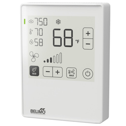 Belimo 22RT-5900D : Room Temperature Sensor, 2x Analog Selectable 0-5, 0-10, 2-10 VDC Outputs, Setpoint Adjustment, NFC, MP-Bus, ePaper Display, 5-Year Warranty