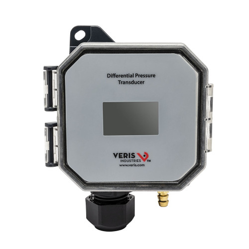 Veris PX3DLX02S : Differential Pressure/Air Velocity Transducer, Switch Selectable Bidirectional: -1.0" to 10" WC, Selectable Outputs: 4-20mA, 0-5 VDC, or 0-10 VDC Duct Probe, LCD Display, Standard - No Wireless Technology