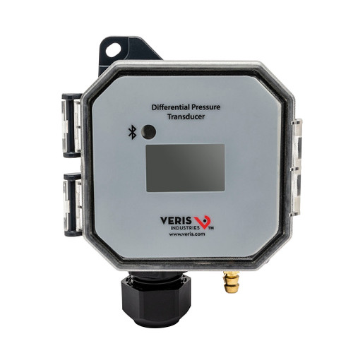 Veris PX3PLX02 : Differential Pressure/Air Velocity Transducer, Switch Selectable Bidirectional: -1.0" to 10" WC, Selectable Outputs: 4-20mA, 0-5 VDC, or 0-10 VDC Panel Mount, LCD Display, Bluetooth Technology