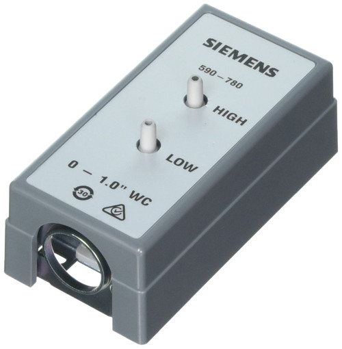 Siemens 590-780 : Air Differential Pressure Sensor, 0" to 1" Inch WC, 0-10VDC Output, 0.4% Accuracy, Cover Included