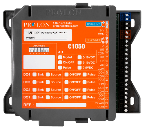 Prolon PL-C1050-RTU : RTU Rooftop Controller, 4 Digital Outputs, 1 Analog Outputs, 3 Analog Inputs, 1 Digital Input, Modbus RTU (RS485)