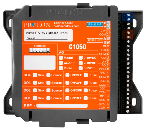 Prolon PL-C1050-FLX : FlexIO Configurable Input/Output Controller, 4 Digital Outputs, 1 Analog Output, 3 Configurable Analog Inputs, 1 Digital Input, Modbus RTU (RS485)
