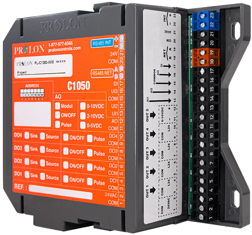 Prolon PL-C1050-WLC : Water Loop Controller, 4 Digital Outputs, 1 Analog Outputs, 3 Analog Inputs, 1 Digital Input, Modbus RTU (RS485)