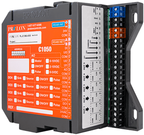 Prolon PL-C1050-WLC : Water Loop Controller, 4 Digital Outputs, 1 Analog Output, 3 Analog Inputs, 1 Digital Input, Modbus RTU (RS485)