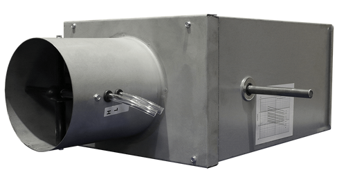 Prolon PL-TUB08-FSD : VAV Terminal Boxes; Inlet Diameter 8" with air measuring station (flow cross), Round inlet / rectangle outlet, Galvanized Steel Housing, Satin finish, Acoustically insulated VAV / VVT terminal