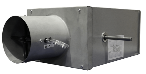 Prolon PL-TUB14-FSD : VAV Terminal Boxes; Inlet Diameter 14" with air measuring station (flow cross), Round inlet / rectangle outlet, Galvanized Steel Housing, Satin finish, Acoustically insulated VAV / VVT terminal