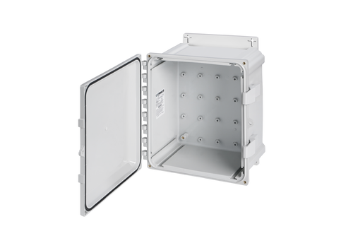 Stahlin PCF1010 : Polycarbonate Enclosure, PolyStar Series, Inside Diameter : 10 x 10 x 6, Opaque Hinged, Latched Padlockable Cover, Mounting Flange, NEMA Ratings (UL508A, UL50 & UL50E): 1, 3R, 4, 4X, 6P