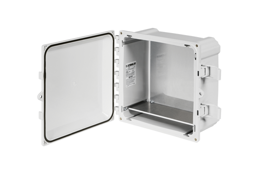 Stahlin PCWD1210 : Polycarbonate Enclosure with Weight Distribution Shelf, PolyStar Series, Inside Diameter : 12 x 10 x 7, Opaque Hinged, Latched, Padlockable Cover, Mounting Feet, NEMA Ratings (UL508A, UL50 & UL50E): 1, 3R, 4, 4X, 6P