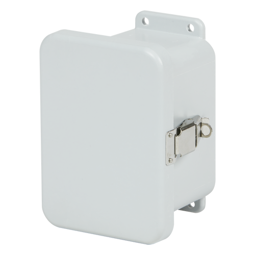 Stahlin J606HLL : Fiberglass Enclosure, J Series, Inside Diameter : 5.72 x 5.72 x 4.45, Hinged Opaque Cover, 2 Lockable Link Latches, NEMA Ratings (UL508A, UL50 & UL50E): 1, 3R, 4X, 6P