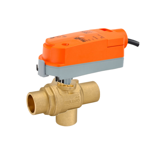 Belimo Z3100QS-J+CQX24-3 : 3-Way Diverting 1" Sweat ZoneTight Zone Valve, Cv 4.4, Non Fail-Safe Actuator, 24VAC/DC, On/Off, Floating Point, 5-Year Warranty