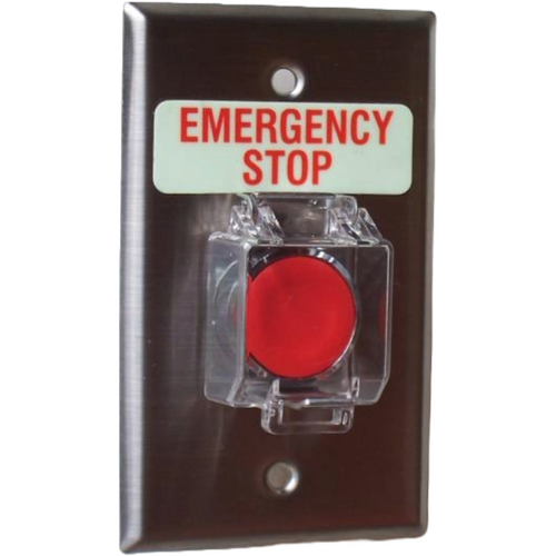 Pilla WPSCP1ES Emergency Stop : Wall Plate Operator Station, Clear Padlockable Raise Lid, Red Momentary Round Push Button, "Emergency Stop", NEMA 1 (Indoor) Rated, Fits 1-3 Contact Blocks, UL Listed