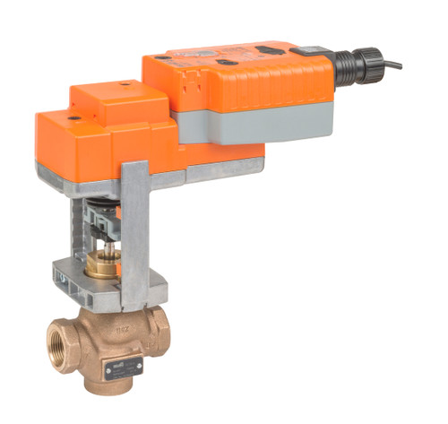 Belimo G232B-M+LVKB24-3 : 2-Way 1-1/4" Globe Valve ANSI Class 250, Cv 20, Bronze Trim |Valve Actuator, Electronic fail-safe, AC 24 V, On/Off, Floating point