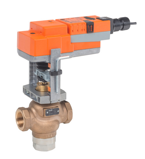 Belimo G350B-N+SVX24-SR : 3-Way 2" Globe Valve, ANSI Class 25, Cv 41, Bronze Trim + Non Fail-Safe Valve Actuator, 120VAC, Modulating 2-10VDC Control Signal, 5-Year Warranty