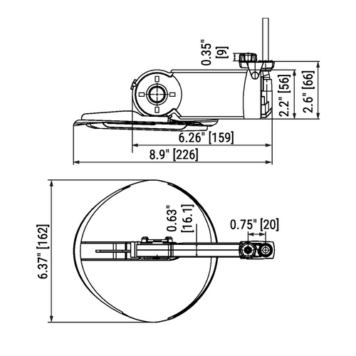 Dimensions for Belimo CMB24-L-150D : Non Fail-Safe VAV Control Unit with 6" [DN 150] Integrated Damper Actuator, 18 in-lb [2 Nm} Torque, 24 VAC/DC, On/Off, Floating Point Control Signal, UL Enclosure Type 2, 5-Year Warranty