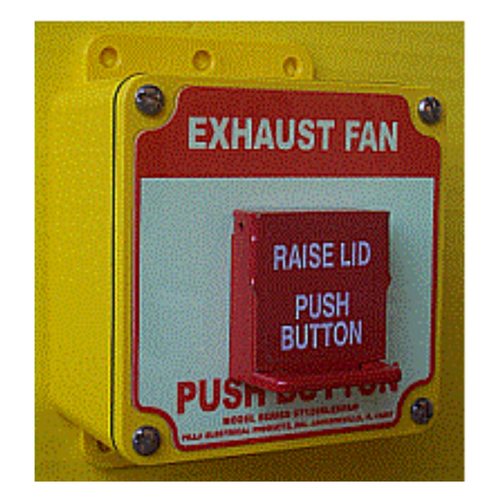 Pilla ST120SLRP1-Exhaust Fan : "Exhaust Fan" Push Button Station, "Raise Lid-Push button" Model, Padlockable Solid Lid over Flush Momentary Button, Surface Mount Nema 4/4X Enclosure, Fits 1-3 Contact Blocks