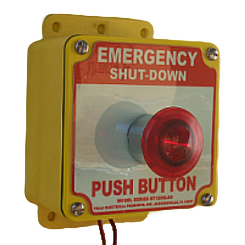 Pilla ST120SLIL-Emergency Shut Down : "Emergency Shut Down" Push Button Station, Iluminated Red LED 40mm Mushroom Button (24-120VAC/DC ), Surface Mount Nema 4/4X Enclosure, Fits 1-3 Contact Blocks