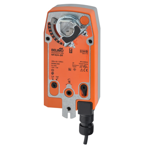 Belimo NFX24-SR : Fail-Safe Damper Actuator, 90 in-lb Torque, 24VAC/DC, Modulating 2-10VDC Control Signal, 5-Year Warranty (Configurable)