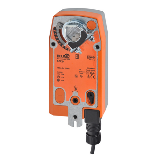 Belimo AFX24 spring-return fail-safe damper actuator, 180 in-lb, On/Off