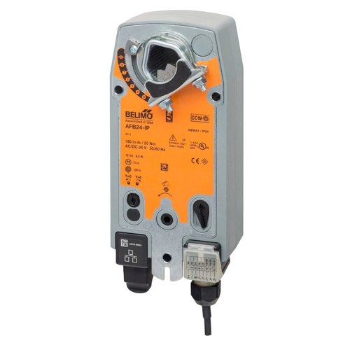 Belimo AFB24-IP : Fail-Safe Damper Actuator, 180 in-lb Torque, 24VAC/DC, Communicating BACnet IP/Modbus/Cloud Control Type, 5-Year Warranty (Configurable)