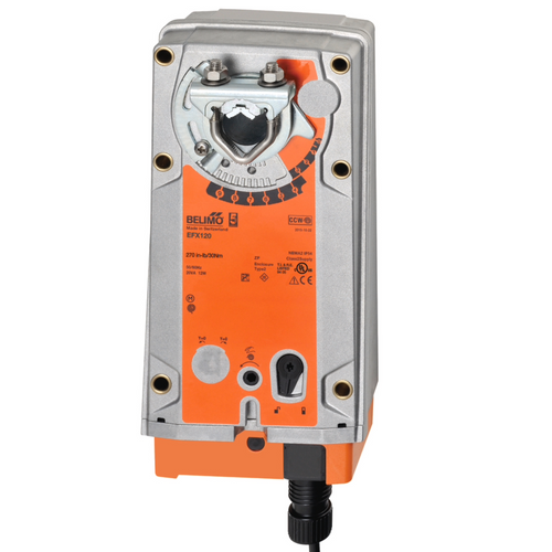 Belimo EFX120 : Fail-Safe Damper Actuator, 360 in-lb Torque, 120VAC, On/Off Control Signal, 5-Year Warranty (Configurable)