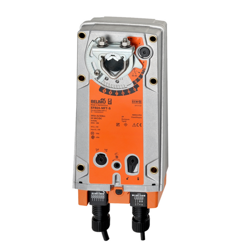 Belimo EFX24-MFT-S : Fail-Safe Damper Actuator, 360 in-lb Torque, 24VAC/DC, Programmable (2-10VDC Default) Control Signal, (2) SPDT 3A @250V Aux Switch, 5-Year Warranty (Configurable)