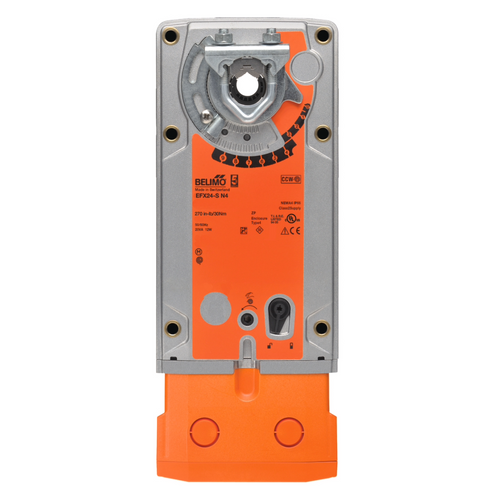 Belimo EFX24-S N4: Fail-Safe Damper Actuator, 360 in-lb Torque, 24VAC/DC, On/Off Control Signal, (2) SPDT 3A @250V Aux Switch, NEMA 4X Enclosure, 5-Year Warranty (Configurable)