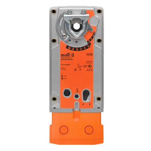 Belimo EFX120-SR N4 : Fail-Safe Damper Actuator, 360 in-lb Torque, 120VAC, Modulating 2-10VDC Control Signal, (2) SPDT 3A @250V Aux Switch, NEMA 4X Enclosure, 5-Year Warranty (Configurable)