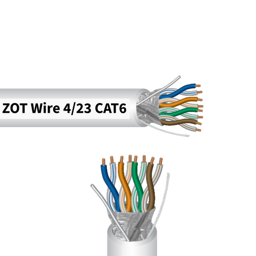 ZOT Wire ZW6927 : 23 AWG 4 Pair Shielded Plenum Category 6 White Jacket, 1000 Ft. Reel, Made in USA