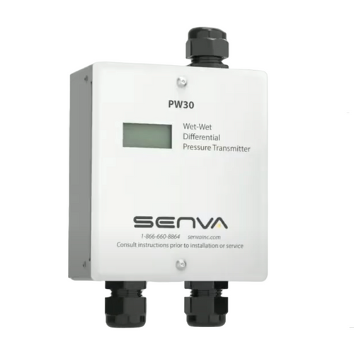 Senva PW30M-C-050 : Remote Wet-to-Wet Differential Pressure Transducer, Metal NEMA 3R Enclosure, Selectable Output 0-5V, 0-10V, or 4-20mA, Conduit Connection, Includes (Two) PWT050 (0-50 PSID) Remote Sensors, LCD Display