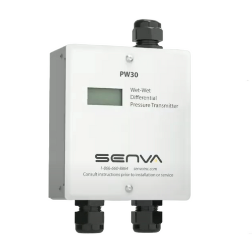 Senva PW30M-C-250 : Remote Wet-to-Wet Differential Pressure Transducer, Metal NEMA 3R Enclosure, Selectable Output 0-5V, 0-10V, or 4-20mA, Conduit Connection, Includes (Two) PWT250 (0-250 PSID) Remote Sensors, LCD Display