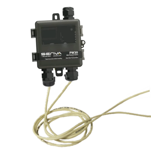 Senva PW30W-020 : Remote Wet-to-Wet Differential Pressure Transducer, Plastic NEMA 4X Enclosure, Selectable Output 0-5V, 0-10V, or 4-20mA, 20' Factory Pre-Wired Standard Cable, Remote Sensors Sold Seperately, LCD Display