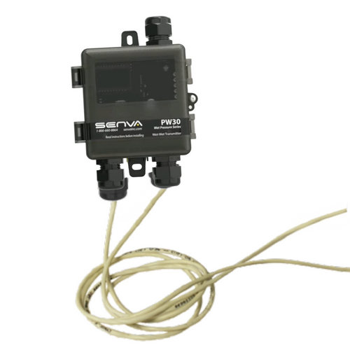 Senva PW30W-040 : Remote Wet-to-Wet Differential Pressure Transducer, Plastic NEMA 4X Enclosure, Selectable Output 0-5V, 0-10V, or 4-20mA, 40' Factory Pre-Wired Standard Cable, Remote Sensors Sold Seperately, LCD Display