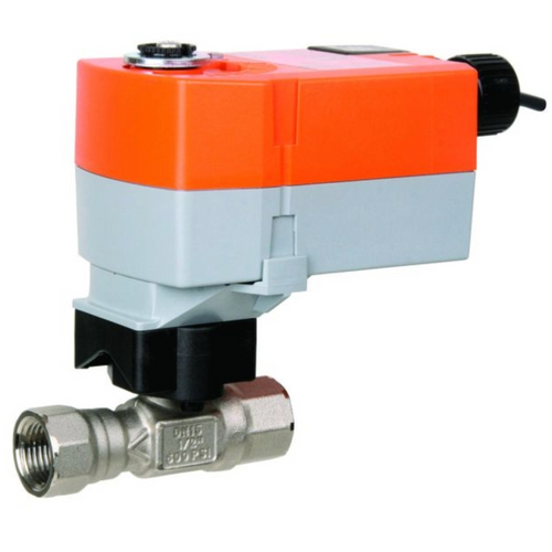 Belimo B215HT073+TFRB120 : 2-Way 1/2" High Temp Water/Steam Characterized Control Valve (HTCCV), Cv Rating 0.73, (1.46 GPM @ Δ 4 psi) + Configurable Fail-Safe Valve Actuator, 120VAC, On/Off Control Signal