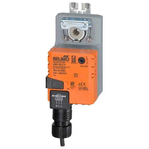 Belimo LMX120-3-F : Non Fail-Safe Damper Actuator, 35 in-lb Torque, 120VAC, On/Off, Floating Point Control Signal, Square Form Fit Mechanical Coupler, 5-Year Warranty (Configurable)