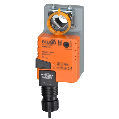 Belimo LMX24-3 : Non Spring Return (Non Fail-Safe) Damper Actuator, 45 in-lb Torque, 24VAC/DC, On/Off, Floating Point Control Signal, Configurable X-Platform, 5-Year Warranty