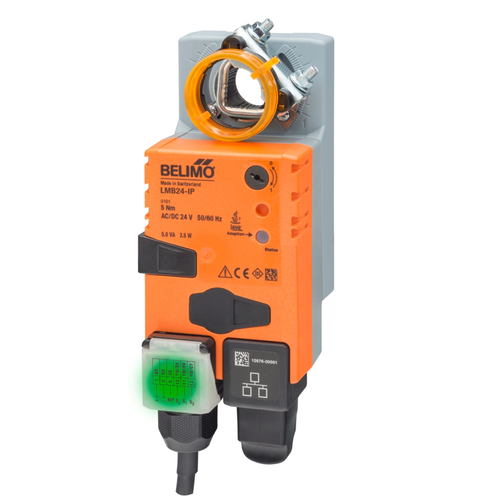 Belimo LMB24-IP : Non Spring Return (Non Fail-Safe) Damper Actuator, 45 in-lb Torque, 24VAC/DC, Communicating BACnet IP/Modbus/Cloud Control Type, 5-Year Warranty