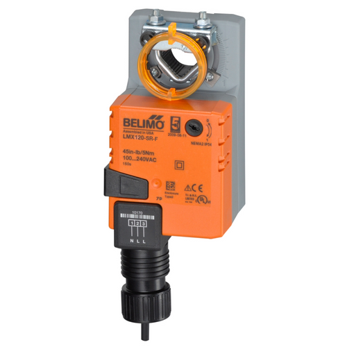 Belimo LMX120-SR-F : Non Spring Return (Non Fail-Safe) Damper Actuator, 35 in-lb Torque, 120VAC, Modulating 2-10VDC Control Signal, Square Form Fit Mechanical Coupler, 5-Year Warranty (Configurable)