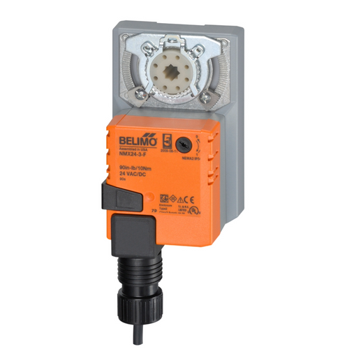 Belimo NMX24-3-F : Non Spring Return (Non Fail-Safe) Damper Actuator, 90 in-lb Torque, 24VAC/DC, On/Off, Floating Point Control Signal, Square Form Fit Mechanical Coupler, 5-Year Warranty (Configurable)