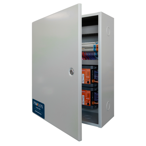 Prolon PL-PN2-C1-FCU-C1-HPS : Pre-Wired Prolon Control Panel with (1) C1050 Fan Coil Unit Controller and (1) C1050 Single Zone Heatpump Controller, Terminal for all Connections (24V Power Supply, I/O, Comms), N1 Encl., UL508 Cert.